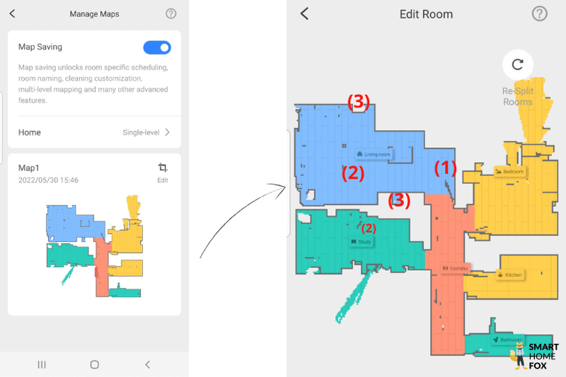 Карта квартиры в приложении Roborock S7 MaxV App